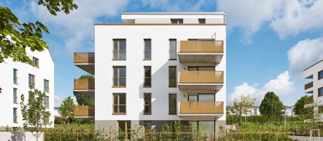 MFH, Caerphillystr., Am Sonnenberg, WBL Wohnungsbau Ludwigsburg GmbH, ARP Architekten, Fair-Wohnen-Modell, NaWoh Qualitätssiegel 2020, Nachhaltiger Wohnungsbau, KfW-Energieeffizienzhaus 55, Poroton-Systemzubehör, WDF