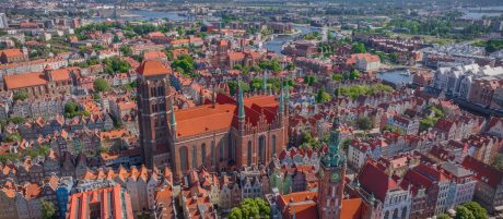 St. Mary's Church in Gdańsk  with E28 and nun monk rooftile