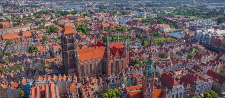 St. Mary's Church in Gdańsk  with E28 and nun monk rooftile