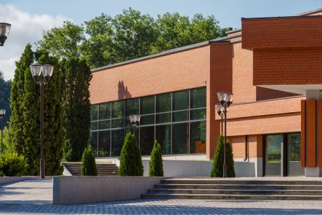 Theater Ugala in Viljandi, Estonia. Used materials: Terca ceramic bricks Red Smooth and customised designed bricks, Terca ceramic brick slips and corners Red Smooth.