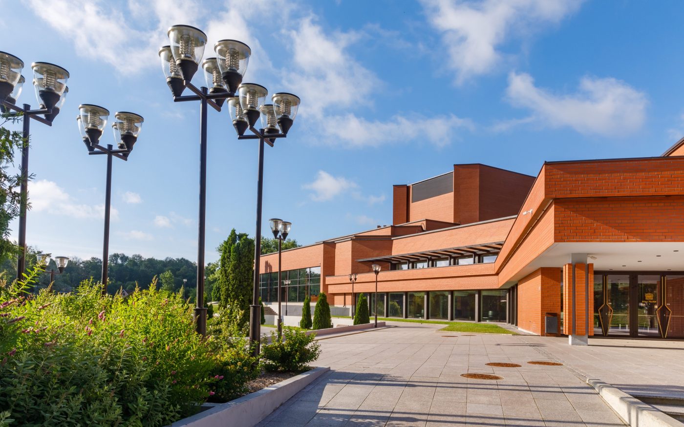 Theater Ugala in Viljandi, Estonia. Used materials: Terca ceramic bricks Red Smooth and customised designed bricks, Terca ceramic brick slips and corners Red Smooth.