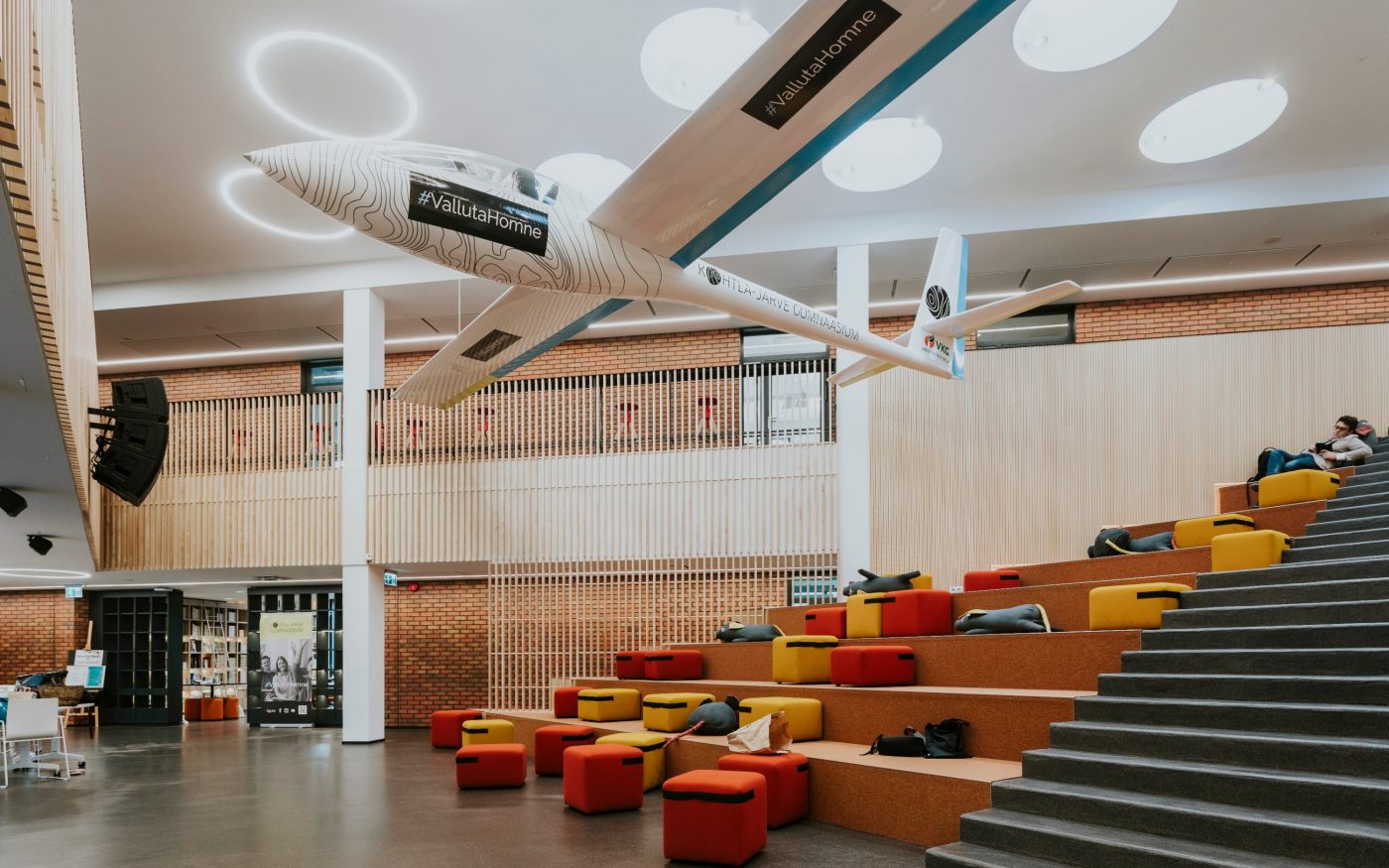 Kohtla-Järve Gymnasium in Kohtla-Järve, Estonia. Used materials: Terca St. John's ceramic bricks and brick slips, Penter Red Rough clay pavers from Aseri plant (Estonia).